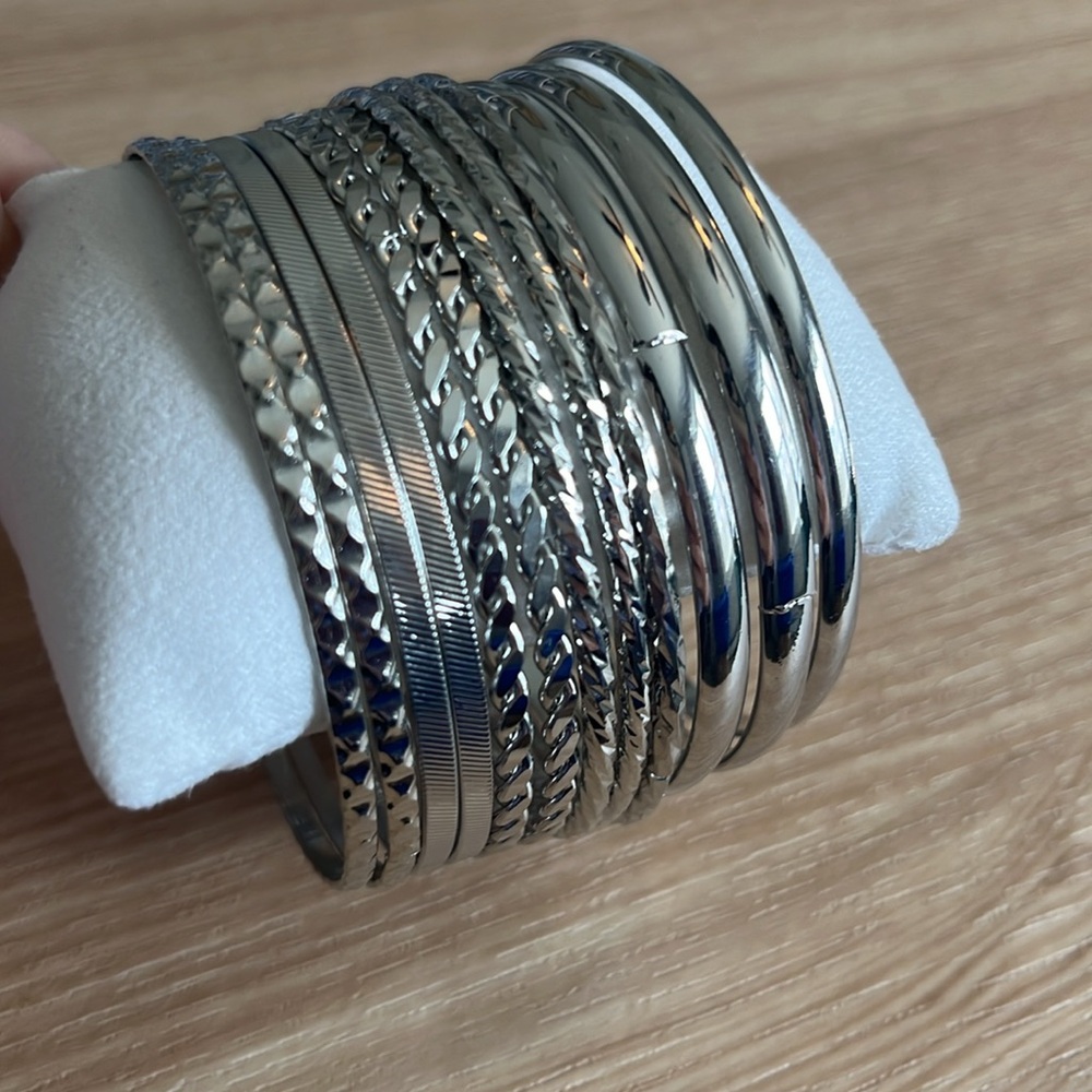 Elegant Silver Bangle Set